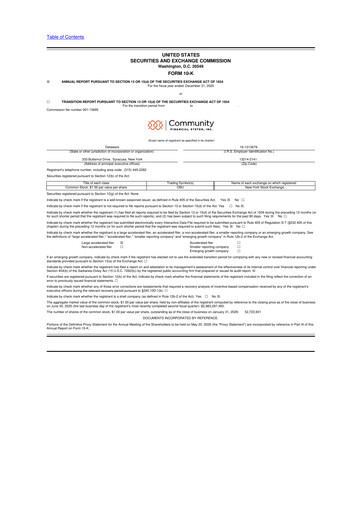 Thumbnail Community Financial System 10-K Annual Report 2025