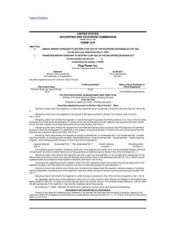 Thumbnail Plug Power 10-K Annual Report 