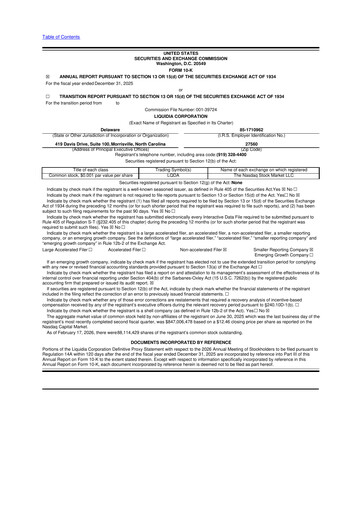 Thumbnail Liquidia Corporation 10-K Annual Report 