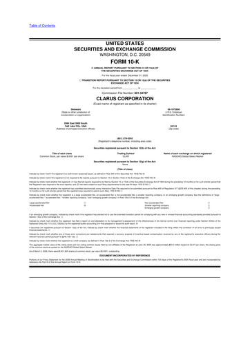 Thumbnail Clarus
 10-K Annual Report 2025