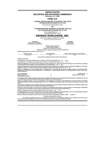 Thumbnail Kronos Worldwide 10-K Annual Report 2025