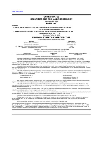 Miniature Franklin Street Properties 10-K Rapport annuel 