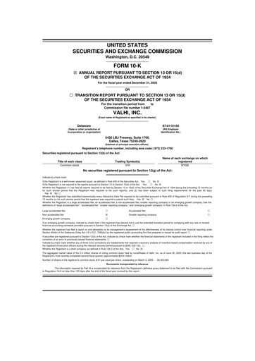 Thumbnail Valhi 10-K Annual Report 2025