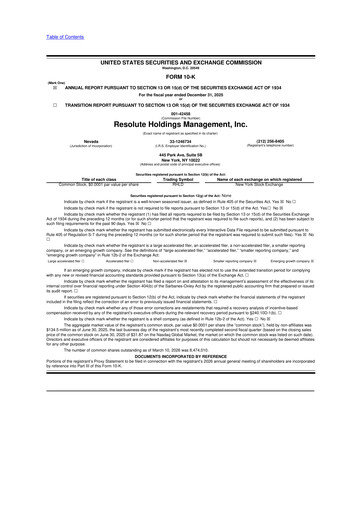 Thumbnail Resolute Holdings Management 10-K Annual Report 2025