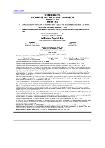 Thumbnail Jefferson Capital 10-K Annual Report 2025
