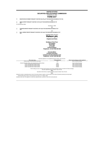 Thumbnail Haleon 20-F Annual Report 2025