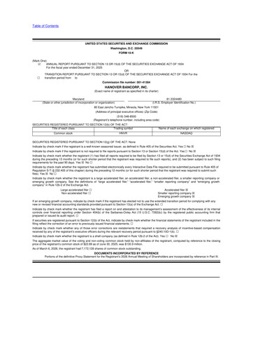 Thumbnail Hanover Bancorp 10-K Annual Report 2025