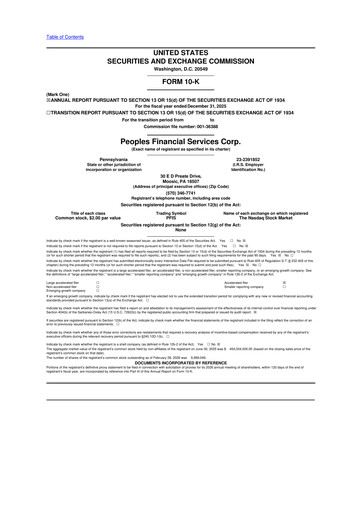 Thumbnail Peoples Financial Services 10-K Annual Report 2025