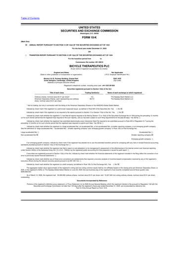 Thumbnail Bicycle Therapeutics 10-K Annual Report 