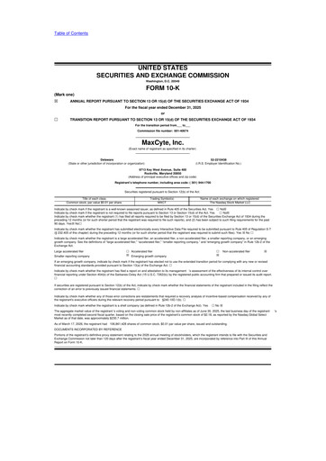 Miniature MaxCyte 10-K Rapport annuel 