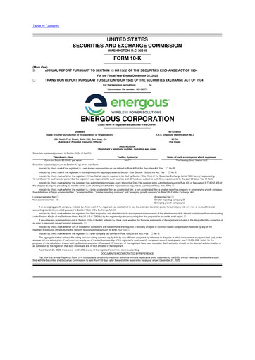 Miniature Energous 10-K Rapport annuel 2025