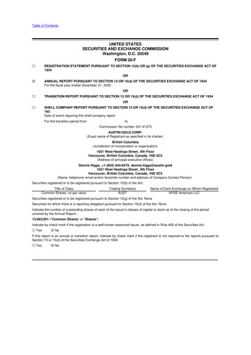 Thumbnail Austin Gold 20-F Annual Report 2025