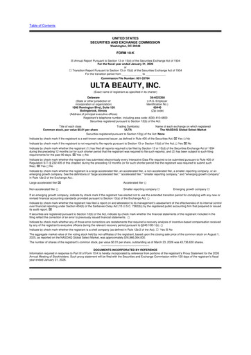 Miniature ULTA Beauty
 10-K Rapport annuel 