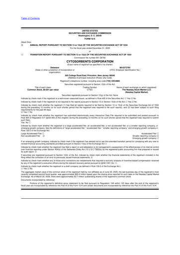 Miniature Cytosorbents 10-K Rapport annuel 