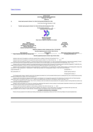 Vorschaubild Solana Company 10-K Jahresbericht 2025