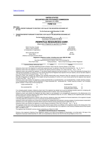 Miniature Perpetua Resources 10-K Rapport annuel 