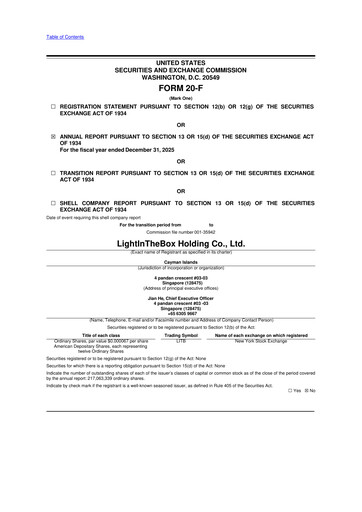 Thumbnail LightInTheBox Holding 20-F Annual Report 