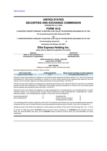 Thumbnail Elite Express 10-Q Quarterly Report FY2026 