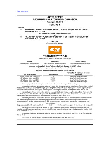 Thumbnail TE Connectivity
 10-Q Quarterly Report FY 