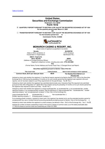 Thumbnail Monarch Casino & Resort 10-Q Quarterly Report FY 