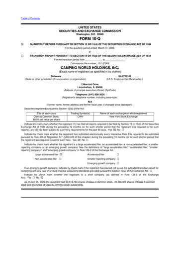 Thumbnail Camping World
 10-Q Quarterly Report FY 