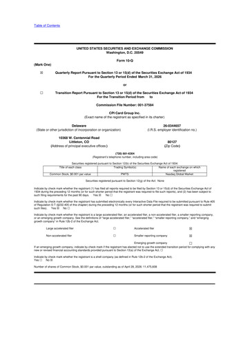 Thumbnail CPI Card Group 10-Q Quarterly Report FY 