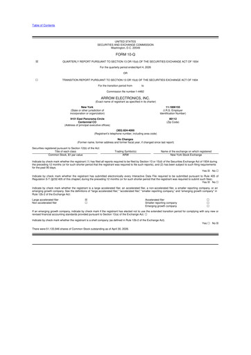 Thumbnail Arrow Electronics
 10-Q Quarterly Report FY2026 