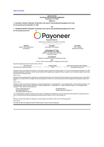 Thumbnail Payoneer 10-Q Quarterly Report FY2026 