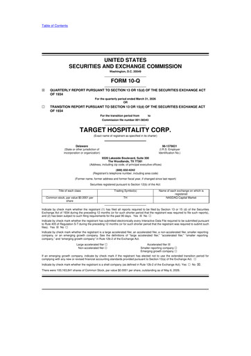 Vorschaubild Target Hospitality 10-Q Quartalsbericht  