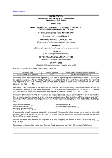 Thumbnail Flushing Financial Corp 10-Q Quarterly Report FY2026 