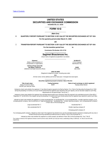 Thumbnail Sagimet Biosciences 10-Q Quarterly Report FY 