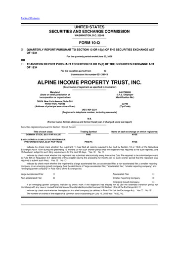 Thumbnail Alpine Income Property Trust 10-Q Quarterly Report FY2026 