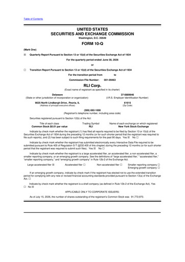 Thumbnail RLI Corp.
 10-Q Quarterly Report FY2026 