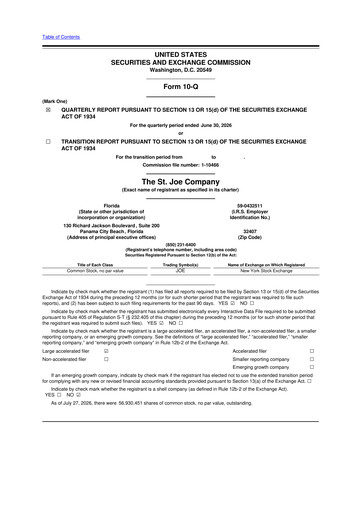 Thumbnail St. Joe Company
 10-Q Quarterly Report FY2026 