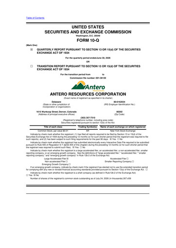 Thumbnail Antero Resources
 10-Q Quarterly Report FY2026 