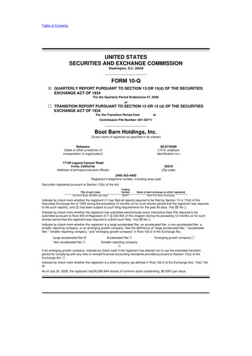 Thumbnail Boot Barn Holdings
 10-Q Quarterly Report FY2027 