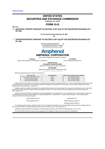 Thumbnail Amphenol 10-Q Quarterly Report FY2026 