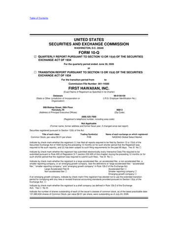 Vorschaubild First Hawaiian Bank
 10-Q Quartalsbericht 2026 