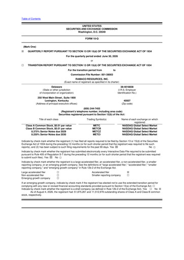 Thumbnail Ramaco Resources
 10-Q Quarterly Report FY2026 