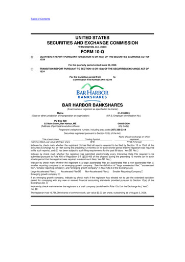 Thumbnail Bar Harbor Bankshares

 10-Q Quarterly Report FY2026 