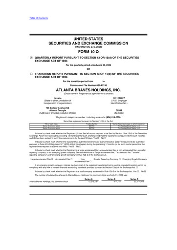 Vorschaubild Atlanta Braves Holdings, Inc. 10-Q Quartalsbericht 2026 