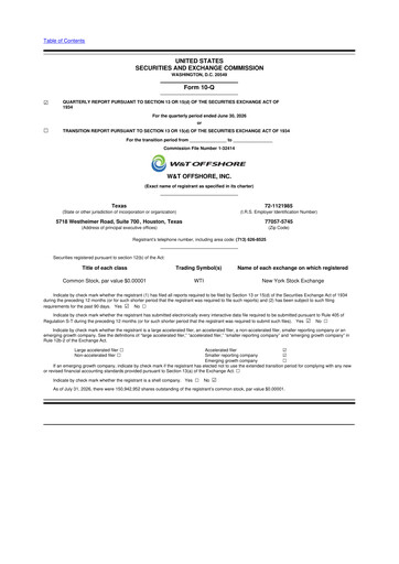 Thumbnail W&T Offshore 10-Q Quarterly Report FY2026 