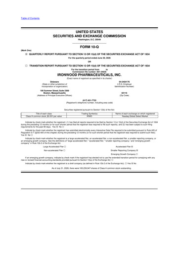 Thumbnail Ironwood Pharmaceuticals
 10-Q Quarterly Report FY2026 