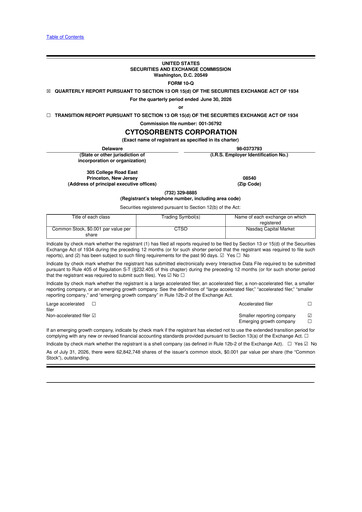 Miniature Cytosorbents 10-Q Rapport trimestriel 2026 