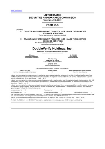 Thumbnail DoubleVerify 10-Q Quarterly Report FY2026 