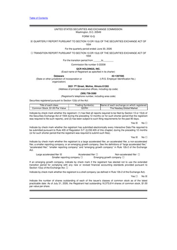 Miniature QCR Holdings
 10-Q Rapport trimestriel 2026 