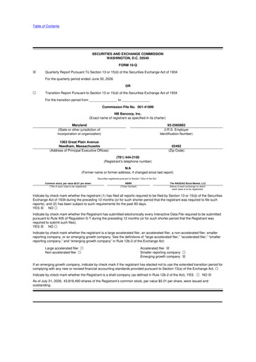 Miniature NB Bancorp 10-Q Rapport trimestriel 2026 