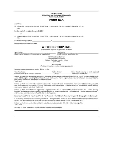 Vorschaubild Weyco Group 10-Q Quartalsbericht 2026 