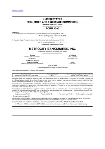 Vorschaubild MetroCity Bankshares 10-Q Quartalsbericht 2026 