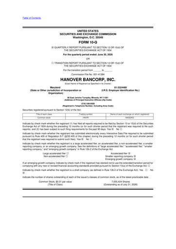 Vorschaubild Hanover Bancorp 10-Q Quartalsbericht 2026 